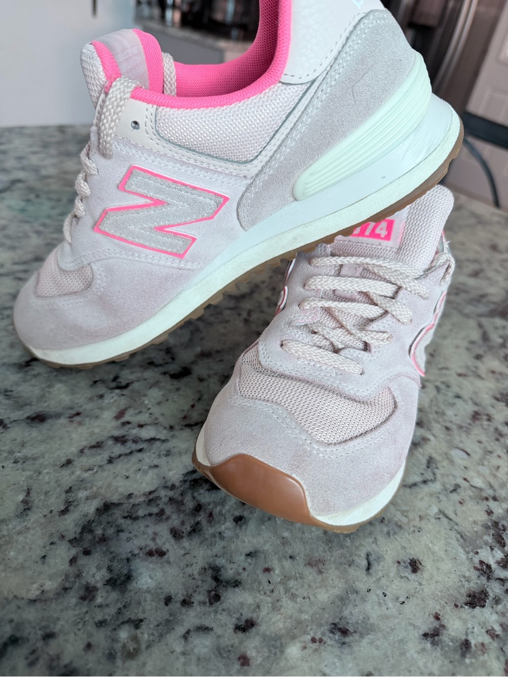 New Balance Women's Light Pink Athletic Sneaker with Bright Pink Lining - Picture 7 of 9